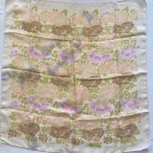 Vintage 1970s Silk Scarf - Romantic Peony Floral Print - Boho Chic
